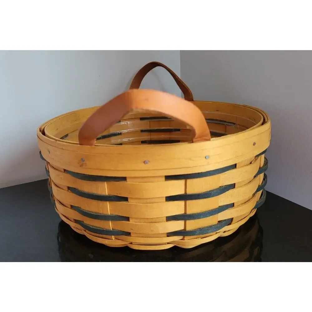 2000 Longaberger Basket Round Heartland Darning Basket 10